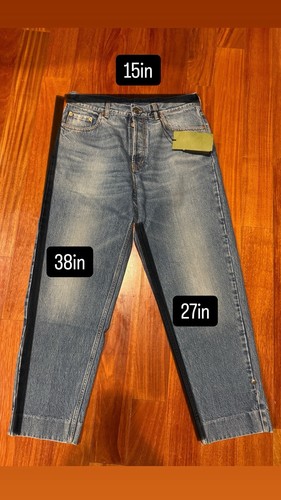 Size 32 - Gucci Washed Organic Denim Pant with Label Jeans Tapered - Picture 13 of 13