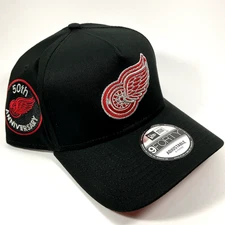 New Era Detroit Red Wings Exclusive Black Red UV 9FORTY A-Frame Snapback Hat Cap