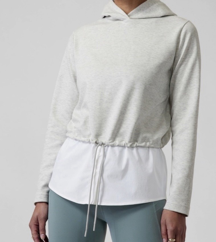 Athleta Petite Small Light Gray Pullover Hoodie D… - image 1