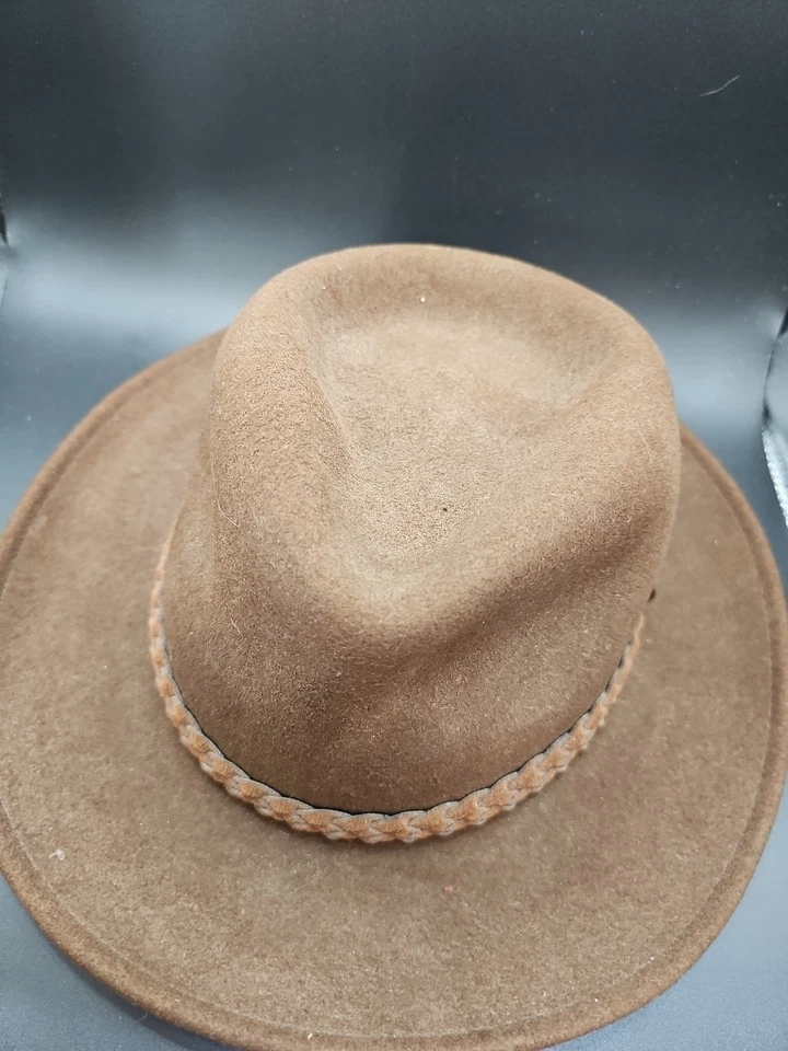 Chapéu de lã Orvis Fedora masculino pulseira de couro marrom médio - Imagem 4 de 4
