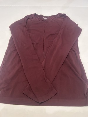 Athleta Shirt Foothill Seamless Purple Burgundy Long Sleeve Pullover Size M