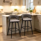 360° Rotating Breakfast Bar Stools Set of 2 Counter Height Chair w/ Footrest
