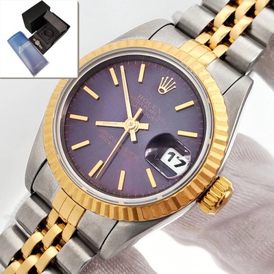 1995 Rolex Datejust Purple Index Yellow Gold/Steel Jubilee 26mm Watch 69173