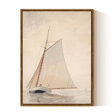 InSimSea Framed Canvas Wall Art, Classical Coastal Wall Decor White Sailboat ...
