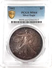 2002 $1 American Silver Eagle PCGS MS64 Toned (517)
