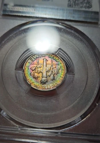 1958 D TONED Roosevelt Dime PCGS MS 67 FB MS 67 FT SEE VIDEO Toning Coin 10C