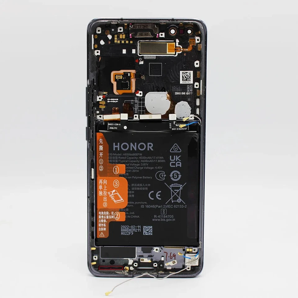 Für Honor Magic 4 Pro LCD Bildschirm Digitizer Rahmen Akku - Schwarz - OEM Pulled