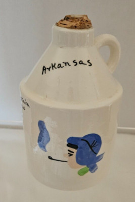 Vintage Ozark Mountain Dew Hillbilly Whiskey Ceramic Jug - 6.5'' Tall