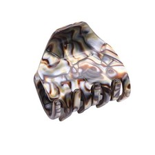 French Amie Neat Onyx Silver Grey Small Handmade Cellulose Jaw Hair Claw Clip