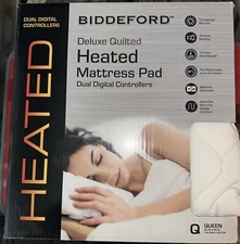 Biddeford Deluxe Queen Quilted Heated Electric Mattress Pad Dual Controllers