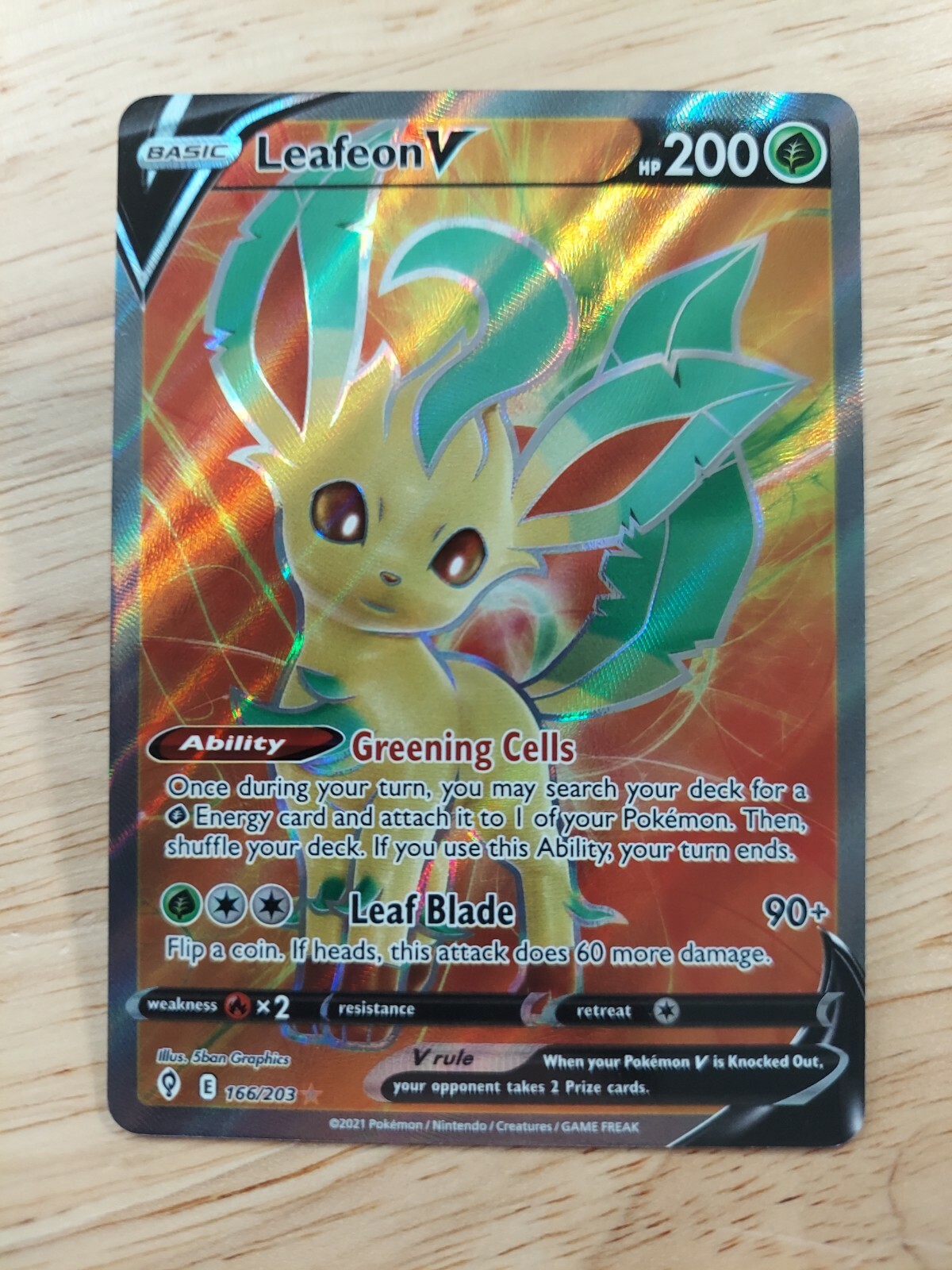 Leafeon V 166/203 Evolving Skies NM Full Art Ultra Rare Pokemon Card