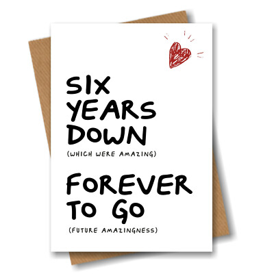 6th Anniversary Card Husband Wife Boyfriend Girlfriend Fiance