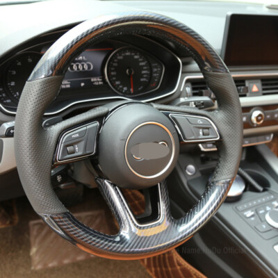 For Audi A1 (8X) A3 (8V) A4 (B9) A5 Q2 Carbon leather Car Steering Wheel Cover