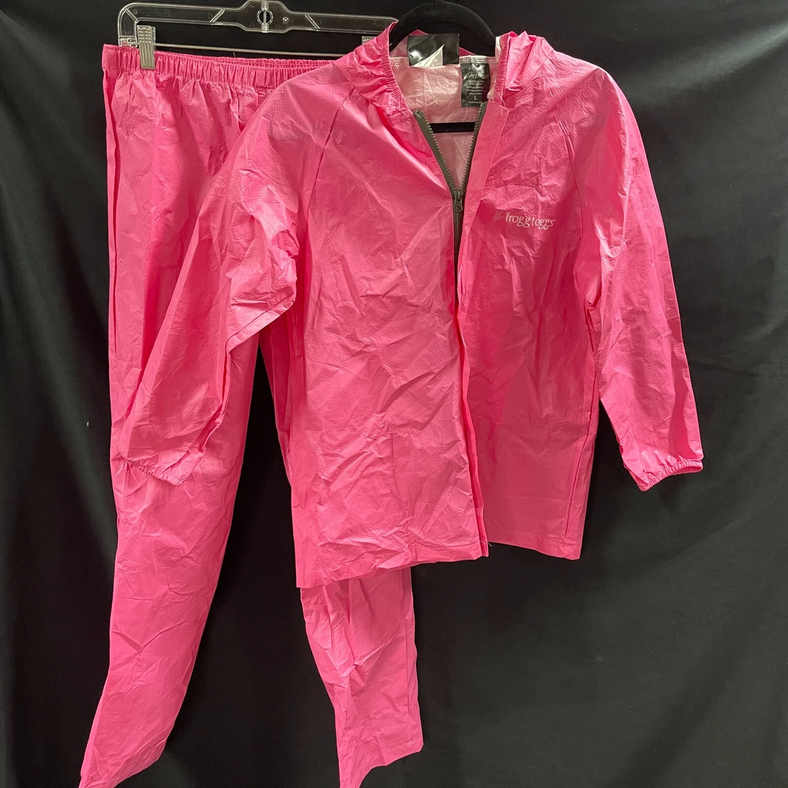 Frogg Toggs Rain Suit Pink Youth Size Large 2 Piece