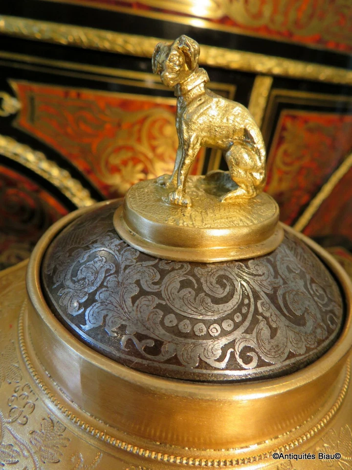 青铜黄铜珠宝盒 Boulle 镶嵌 19 世纪拿破仑三世时期 — 第 2/4 张图片