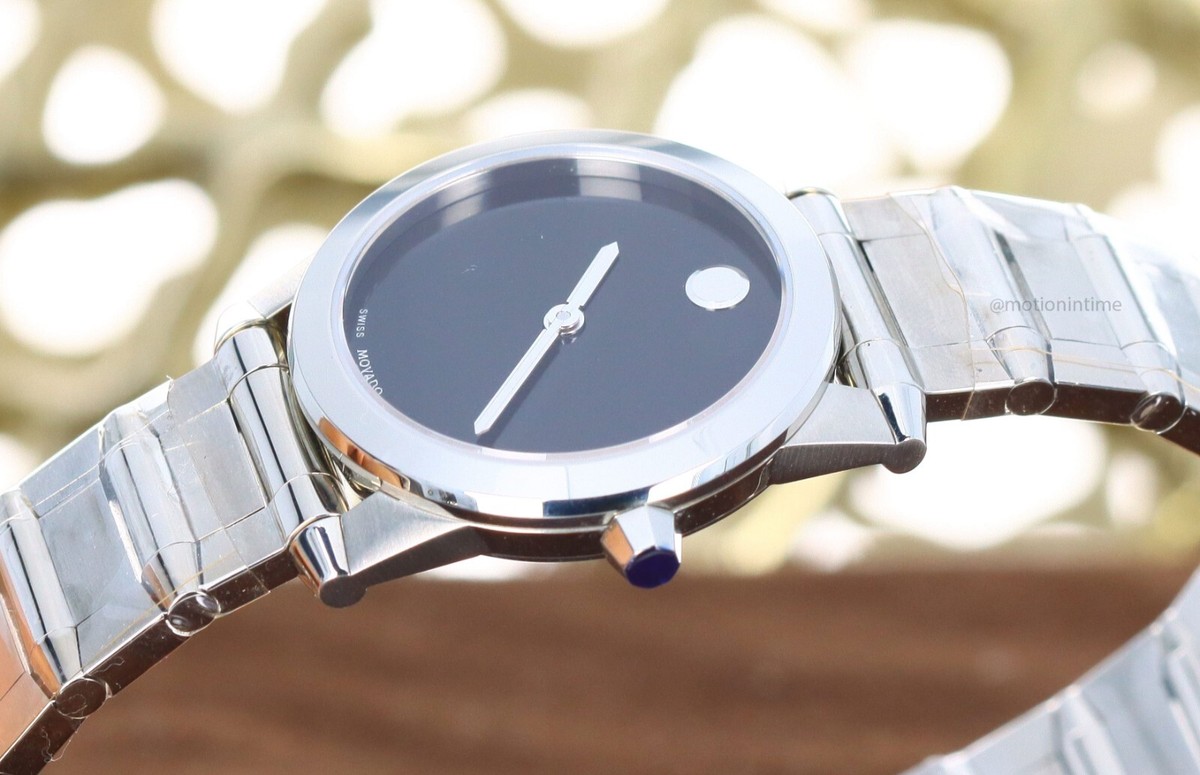 Movado Vizio 25mm Ladies 0606681, Black Museum Dial - Stainless