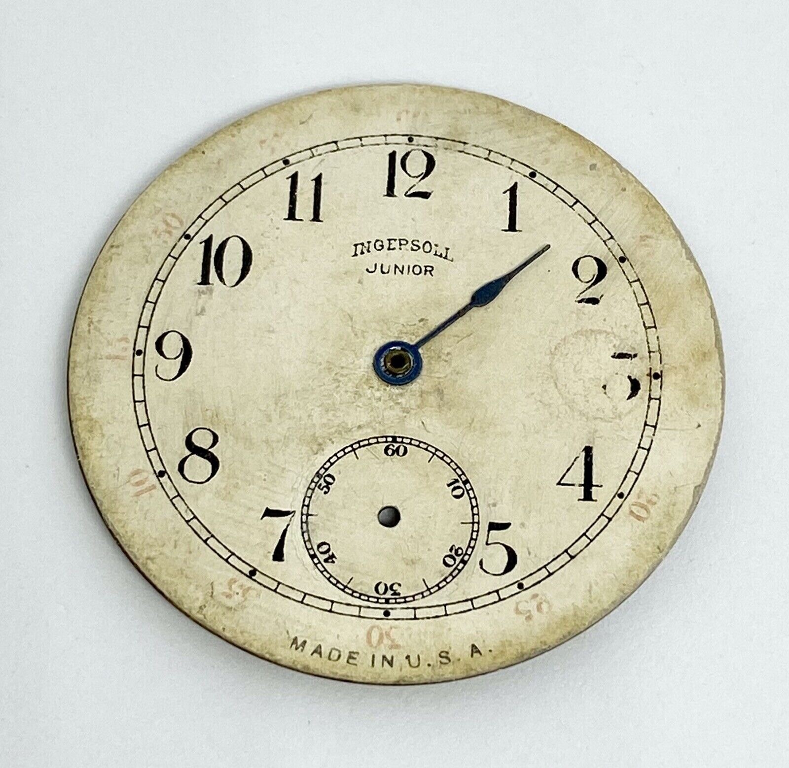 Vintage Ingersoll Junior Pocket Watch Dial w/ Hour Wheel Mens 12s 40mm
