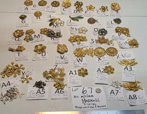 HUGE Vtg Miriam Haskell Tiny Smal Flower Brass silver Gold Gilt Findings Lot #67