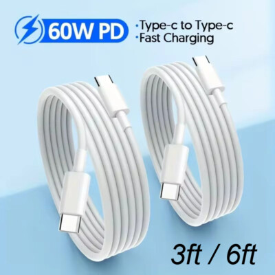 PD 60W USB-C to USB-C Cable Fast Charging Cord For iPhone 17/16/15/Plus/Pro Max