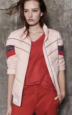 Sweaty Betty Pink Red Grey Reggie Puffer Bomber Jacket Size Xs Uk Size 8/10