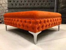 Large Modern Orange Footstool Flat Top  Occasional Table  100cm / 100cm / 42cm