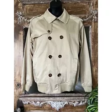 Sean John Khaki Bomber Jacket Double Breasted Coat Lightweight XL Streetwear