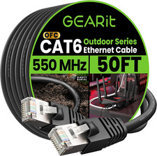 Cat6 Outdoor Ethernet Cable 50Ft 23AWG Pure Copper, FTP, LLDPE, Waterproof, Di