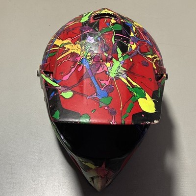 Red Custom Paint Splatter Airoh Commander Motorcycle ATV Helmet | Size M (57-58)