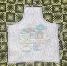 Adorable VTG Country Scene Apron Handmade Cotton Cottagecore Farmhouse Country