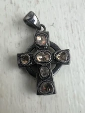 Keith Jack Sterling Silver Rose Cut Diamond Celtic Cross Pendant
