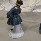 Occupied Japan Hand Painted Porcelain Couple Figurines Blue White Peach Gold — photo 6