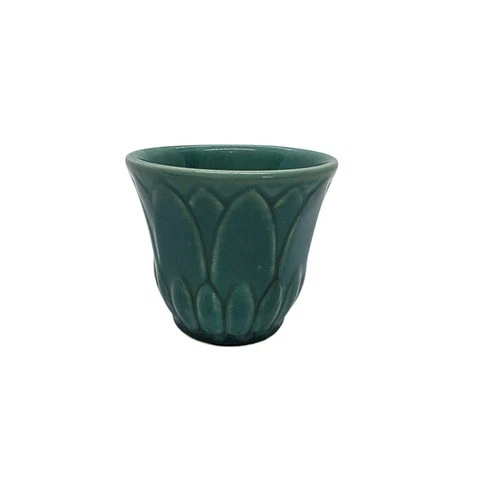 Brush McCoy Lotus Leaf 3" Planter Teal Blue Spring Gardening