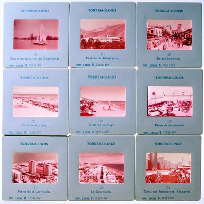 9 Vintage 35mm Souvenir Dias - Torremolinos Spanien - Strände & Wahrzeichen - 60er