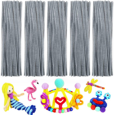 Pipe Cleaners - Craft Supplies for Arts & Crafts (Grey)
