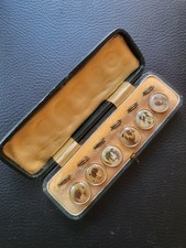  Antikes Schachtel Set 6 x vergoldete Knöpfe...