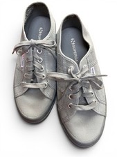 Superga Light Grey Canvas Lace-Up Sneakers 7 ...