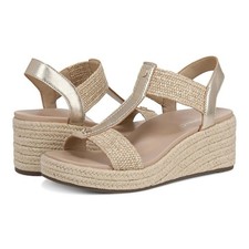 Vionic Calera Espadrille Wedge Sandal Women 9 Gold Metallic Elastic