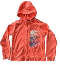 Nike DriFIT kids youth girls full zip pink logo fleece lined hoodie-XL FLAWS