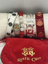 Rustic Cuff 4 Pc Bracelet Stack Red White Dis...