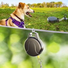 30ft Dog Tie Out Cable and Retractable Dog Leash, 2-in-1 Lead for Zipline, Ae...