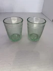 New ListingTWO US Glass Strawberry Green 3 1/2” Tumbler Uranium Depression Glass **READ**