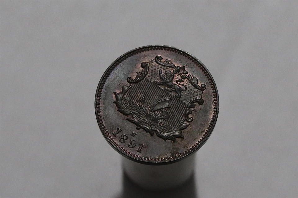 🧭 🇲🇾 BRITISH NORTH BORNEO 1/2 CENT 1891 H RARE HIGH GRADE B87 #K3290 - Image 2 of 4