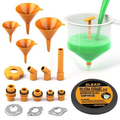 ELEAD No-Spill Coolant Funnel Kit - 19-Piece Radiator Funnel burping kit, coo...