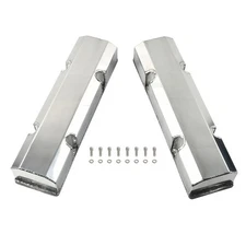 For 1958-86 Chevy SBC 350 400 Fabricated Aluminum Tall Valve Covers 1/4" Rail