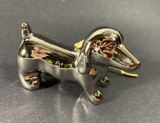 DACHSHUND Dog Ceramic Hanging Ornament Holiday 3.5" Silver Color