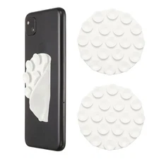 2Pcs Silicone Suction Phone Case Mount, Round Sticky Grip Holder, White