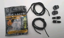 LOCK LACES No-Tie Black Elastic Laces and Fastening System - NEW OTHER (READ)