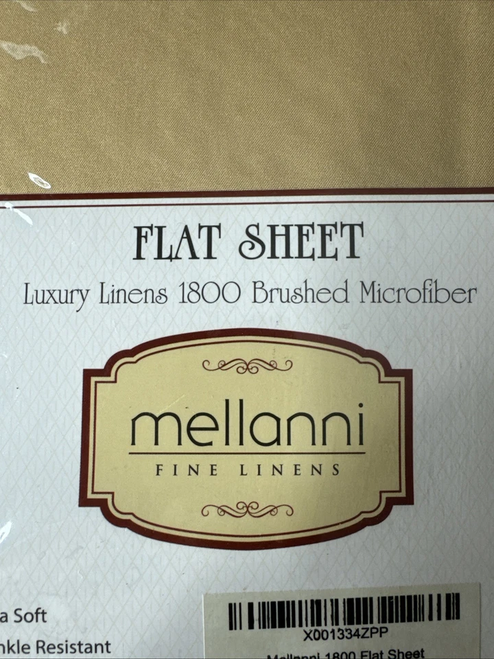 Mellanni Twin Flat XL Bed Sheet Set 1800 One Piece Gold Brushed Micofiber New - Image 2 of 4