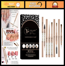 Double Ended Nail Builder Gel Brush Set - French Tip Cleaning Brushes for Gel
