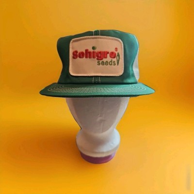 VTG Sohigro Seed Trucker Snapback Hat K Brand Patch MeshBack Farming Green White